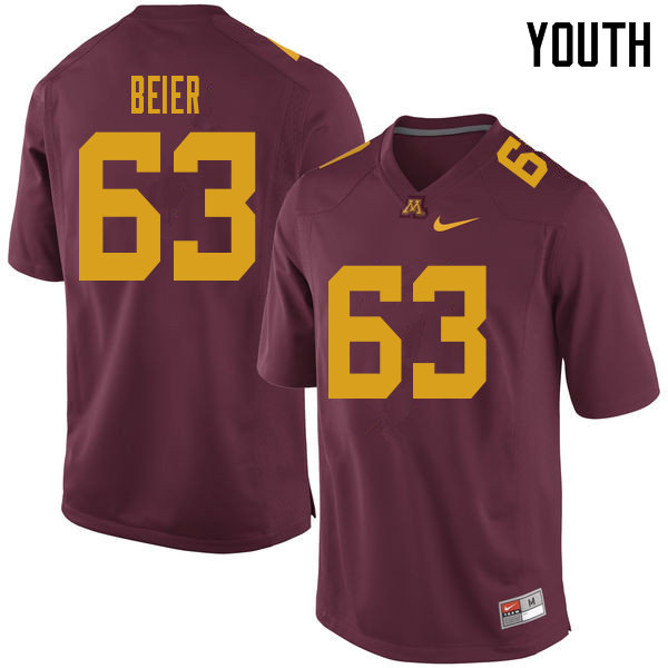 Youth #63 Austin Beier Minnesota Golden Gophers College Football Jerseys Sale-Maroon - Click Image to Close